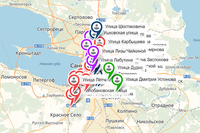 В Петербурге создали интерактивную карту улиц и скверов, названных в честь героев России