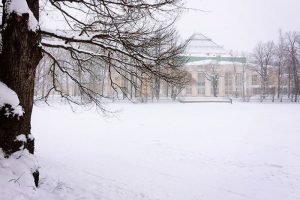 Помните, как много снега было прошлой зимой? Сравните фотографии центра Петербурга, сделанные с разницей в один год