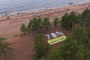 Активисты создали инсталляцию из пластикового мусора на берегу Финского залива, чтобы обратить внимание на экологические проблемы