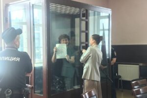 Анна Александрова, обвиняемая в «фейках», выставила плакат «Мне требуется врач» и во время заседания суда